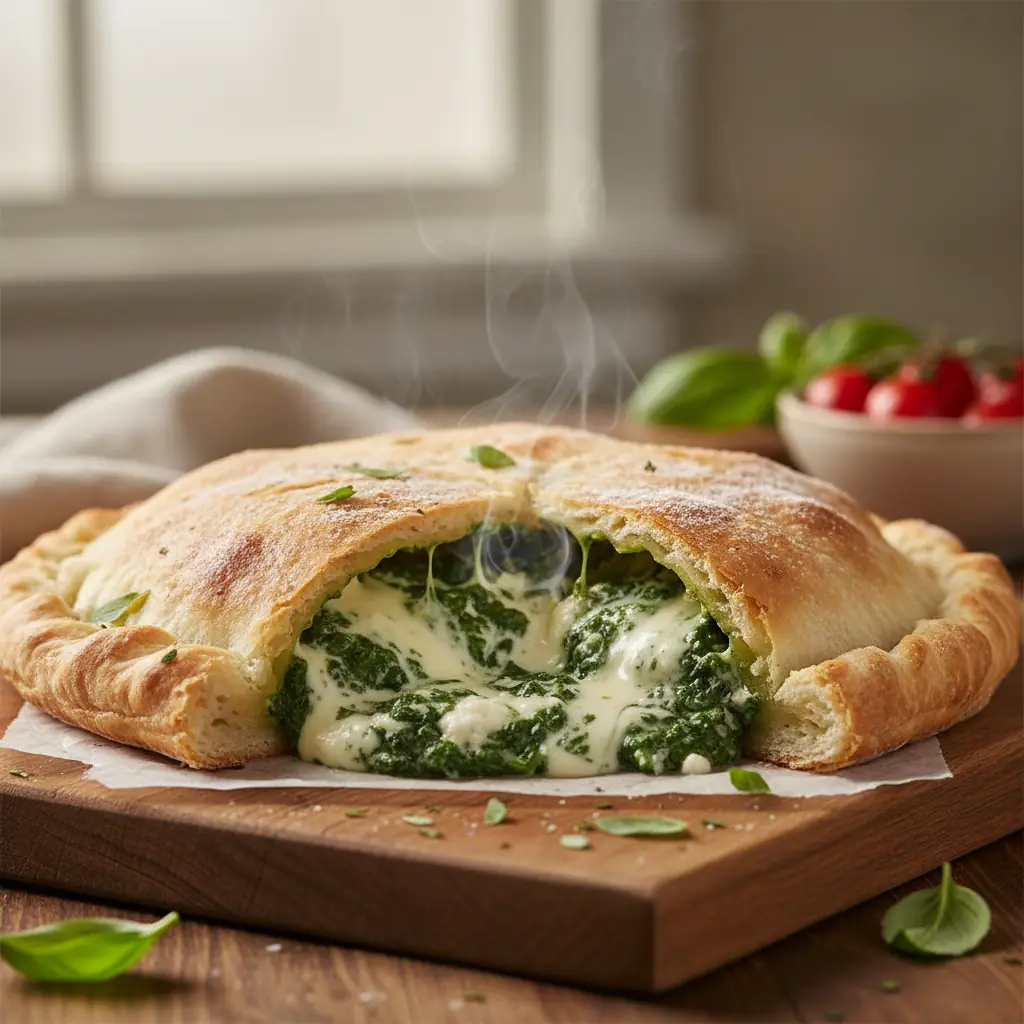 Calzone met spinazie en ricotta